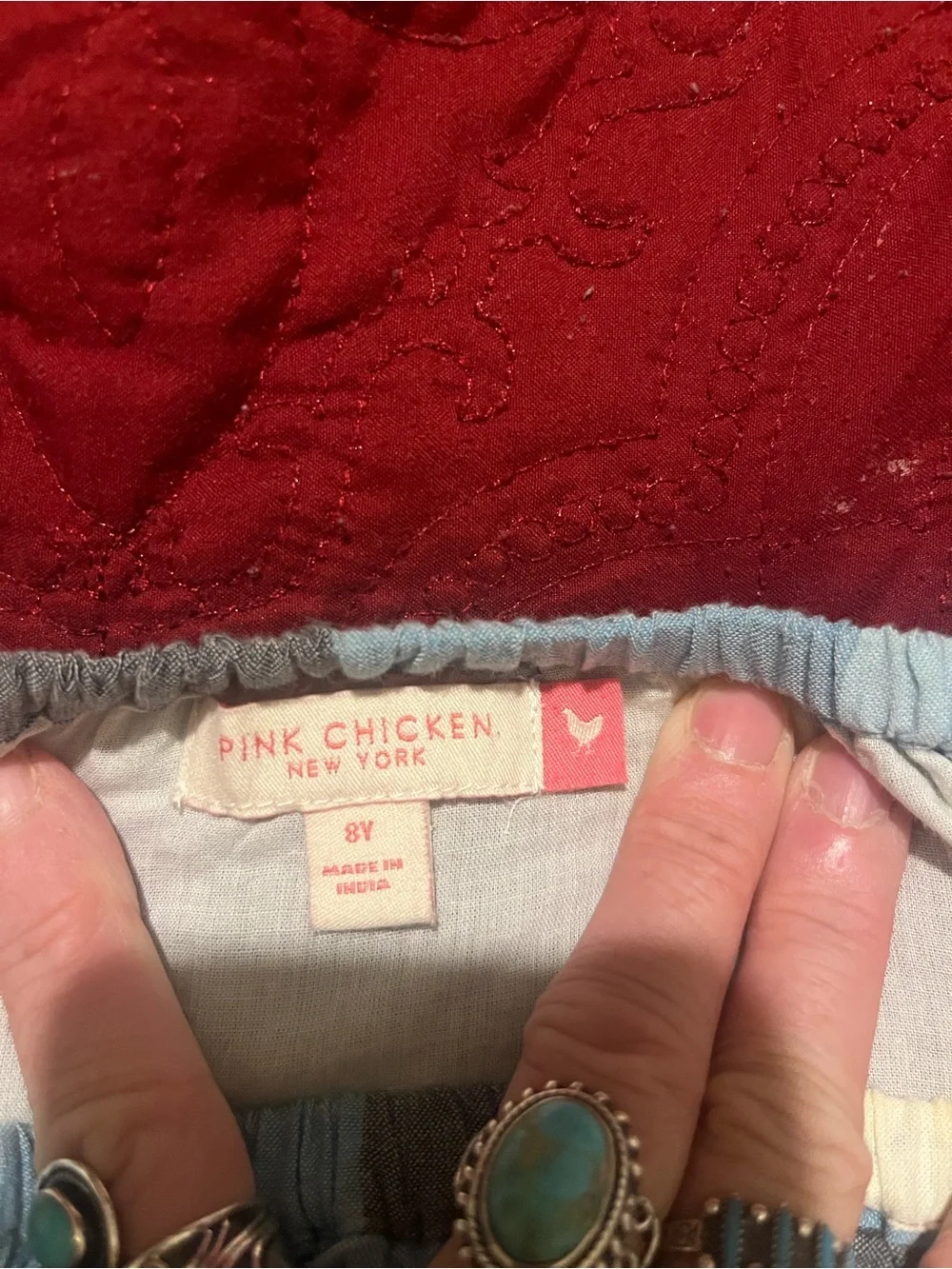 Pink Chicken New York Girls Top in Ocean Stripe